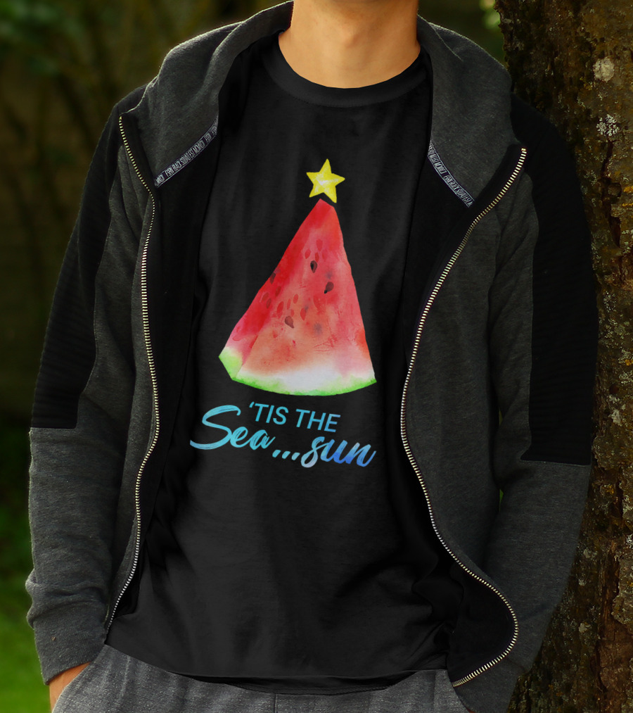 'Tis The Sea Sun Watermelon Christmas Tree T-Shirt