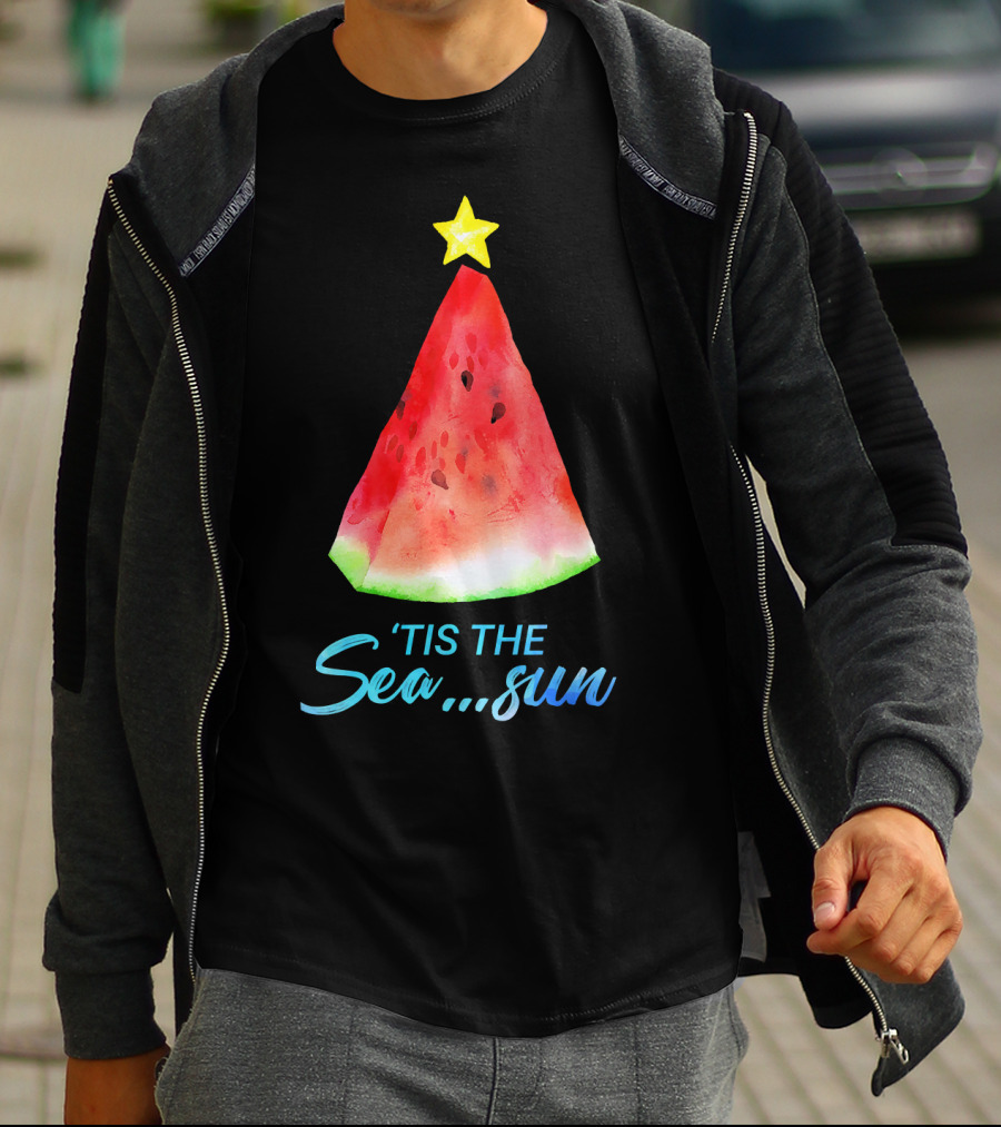 'Tis The Sea Sun Watermelon Christmas Tree T-Shirt