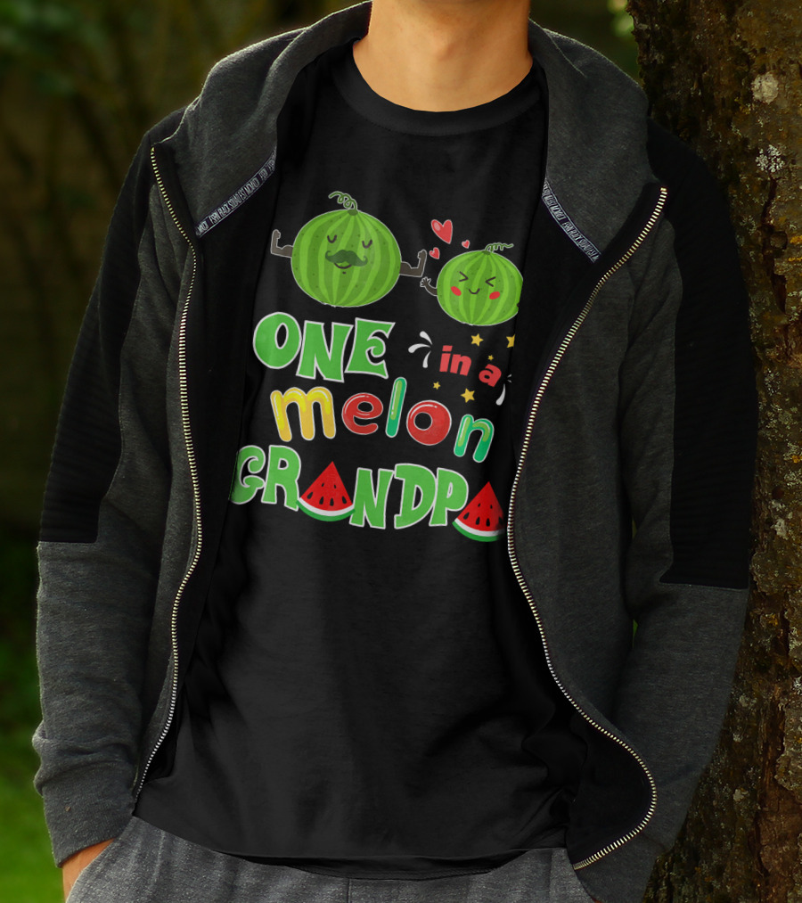 One In A Melon Grandpa Watermelon Summer Tropic T-Shirt