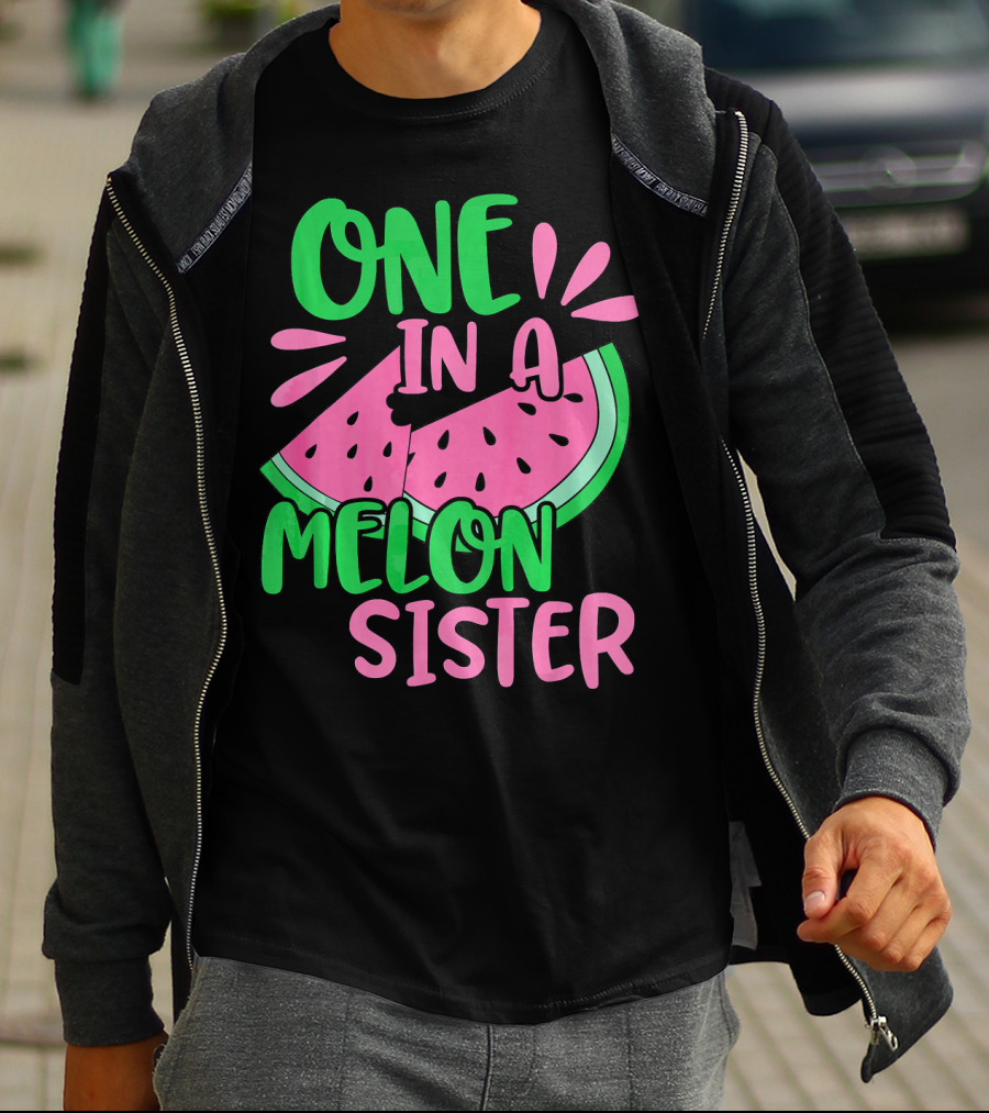 One In A Melon Sister Cute Pink Watermelon T-Shirt