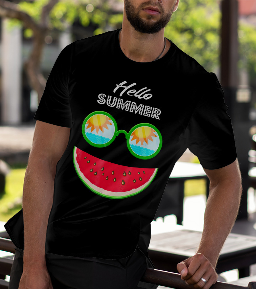 Hello Summer Watermelon Smile Sunglasses T-Shirt