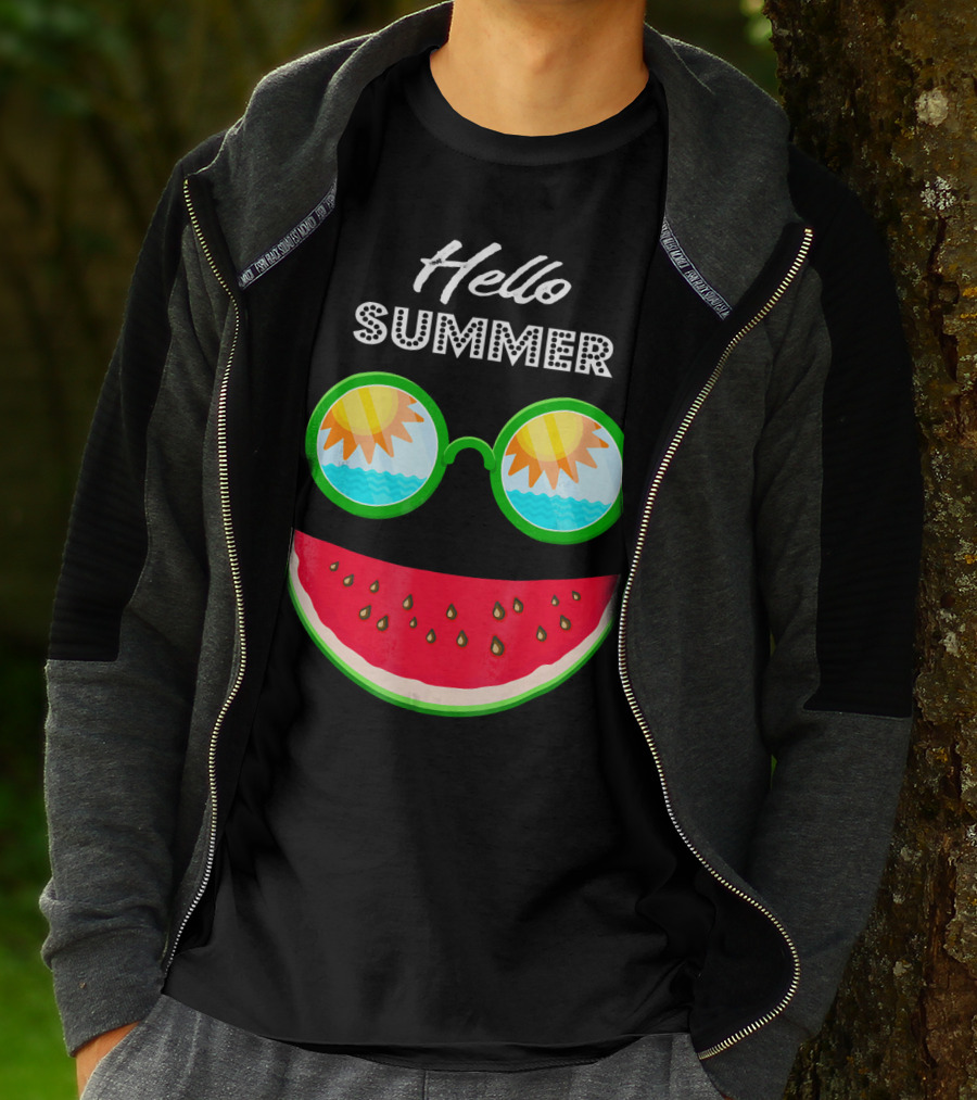 Hello Summer Watermelon Smile Sunglasses T-Shirt