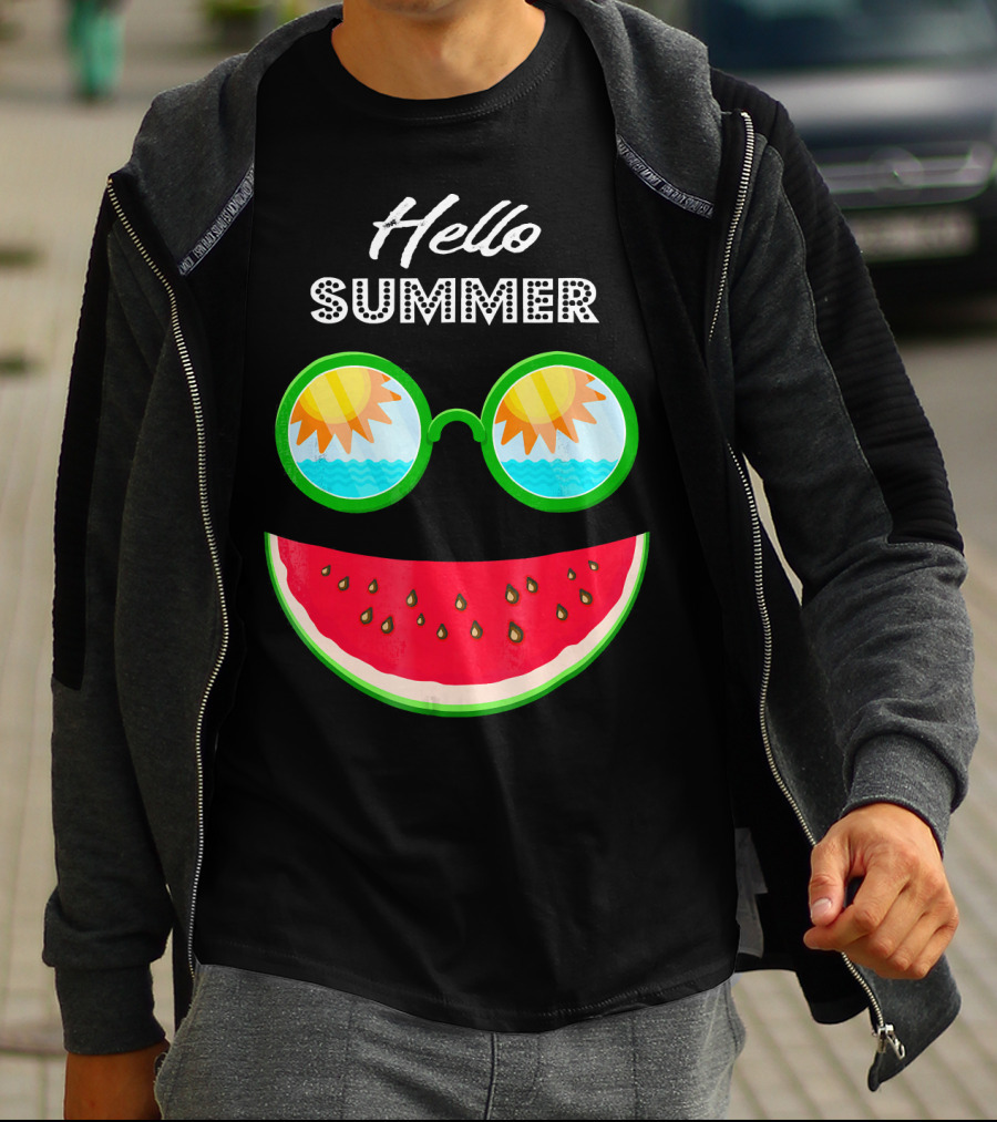 Hello Summer Watermelon Smile Sunglasses T-Shirt