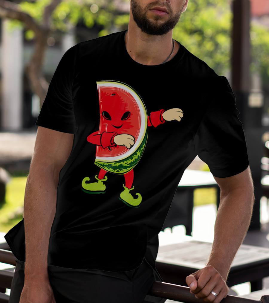 Funny Dabbing Watermelon Dab Character With Green Shoes T-Shirt