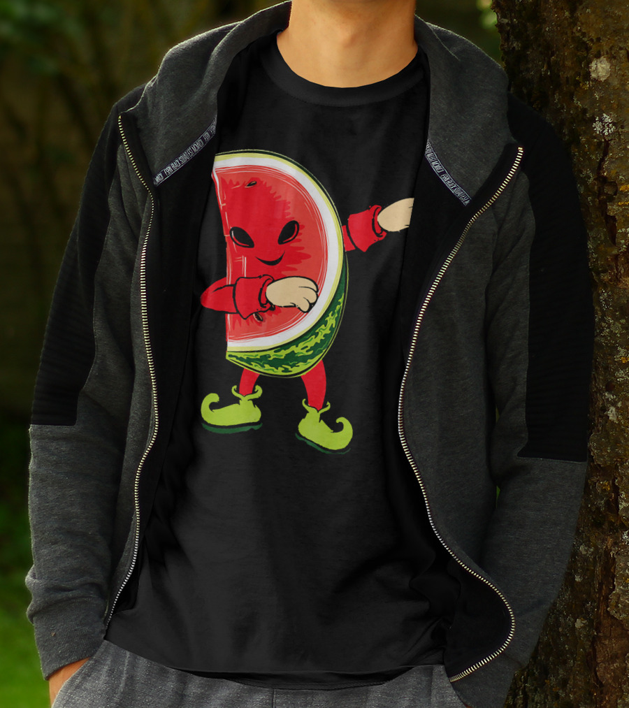 Funny Dabbing Watermelon Dab Character With Green Shoes T-Shirt