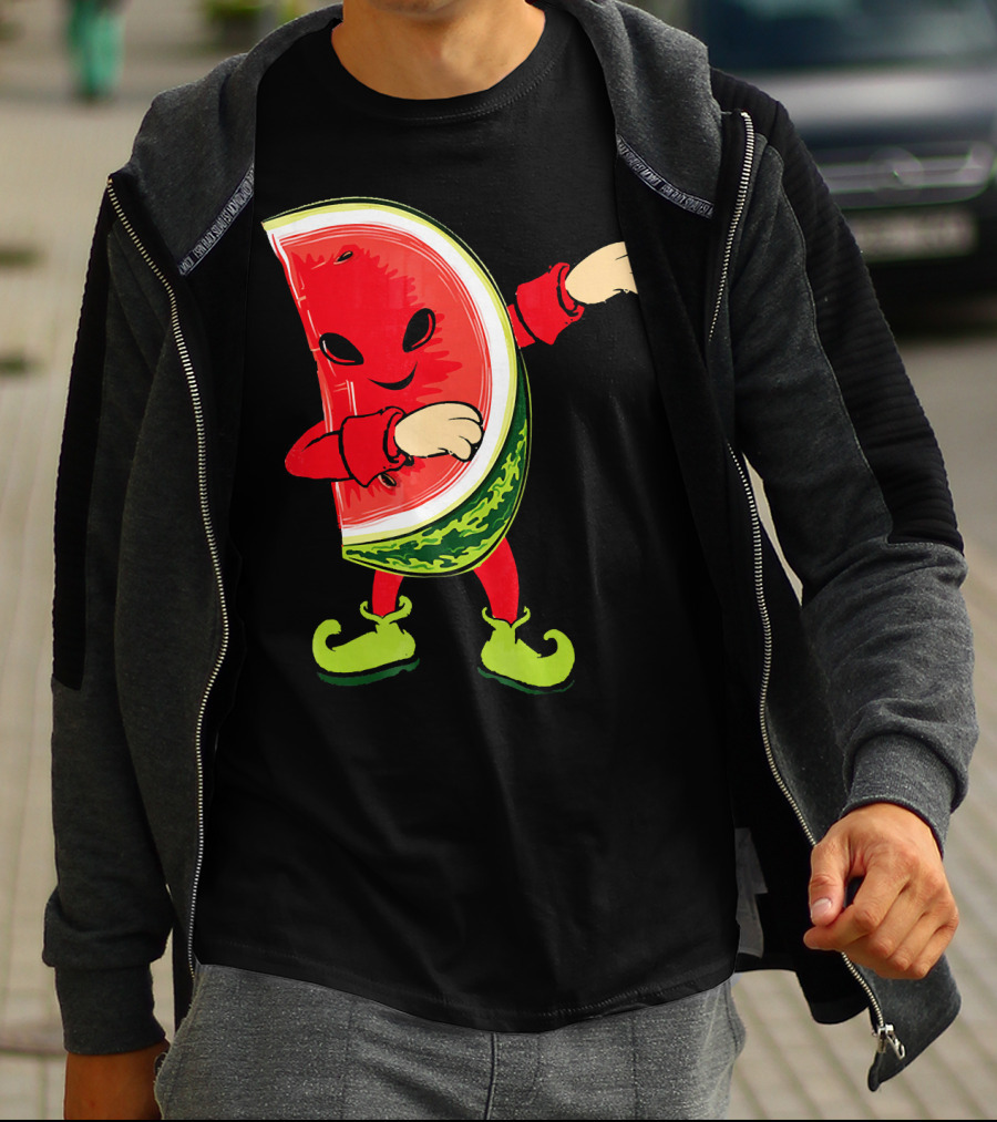Funny Dabbing Watermelon Dab Character With Green Shoes T-Shirt