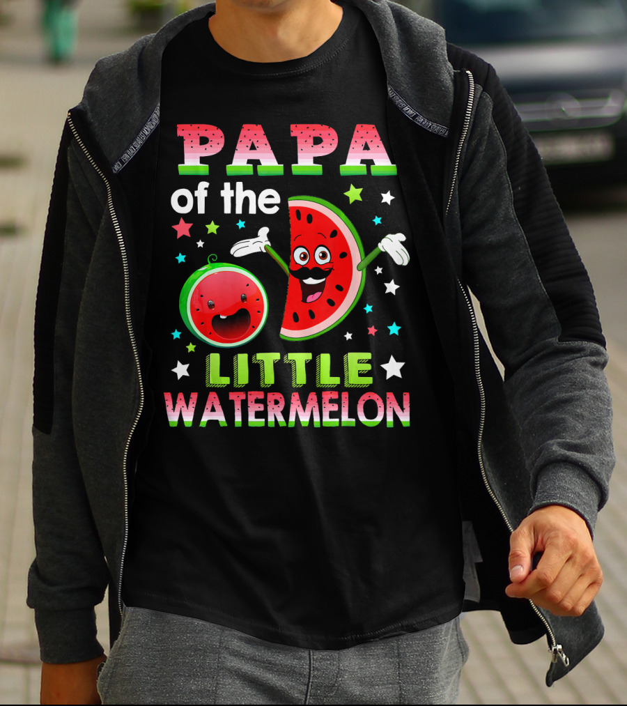 Papa Of The Little Watermelon Fun Matching Birthday T-Shirt