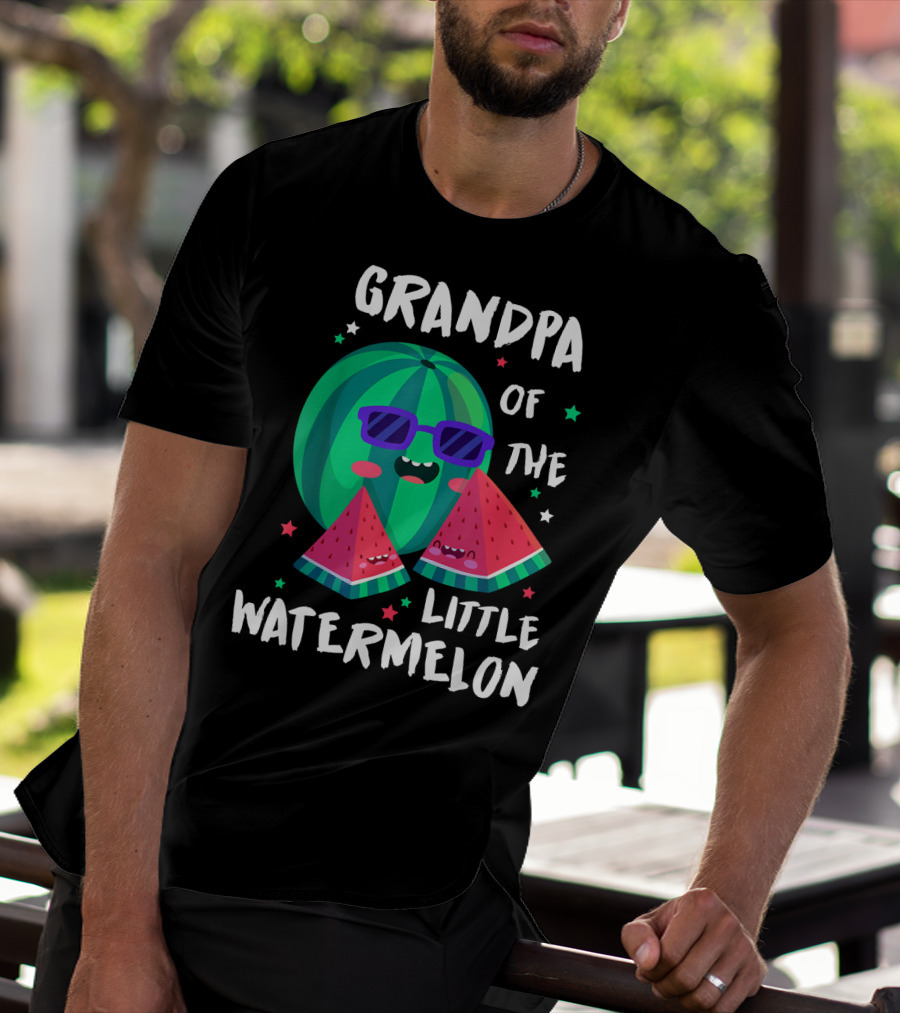 GRANDPA OF THE LITTLE WATERMELON WITH COOL SMILING SUNGLASSES AND STARS T-Shirt