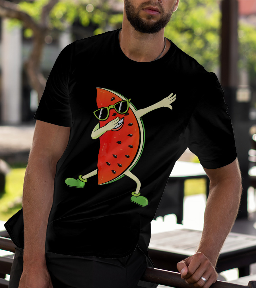 Dabbing Watermelon Slice Kawaii Melon Summer With Sunglasses T-Shirt