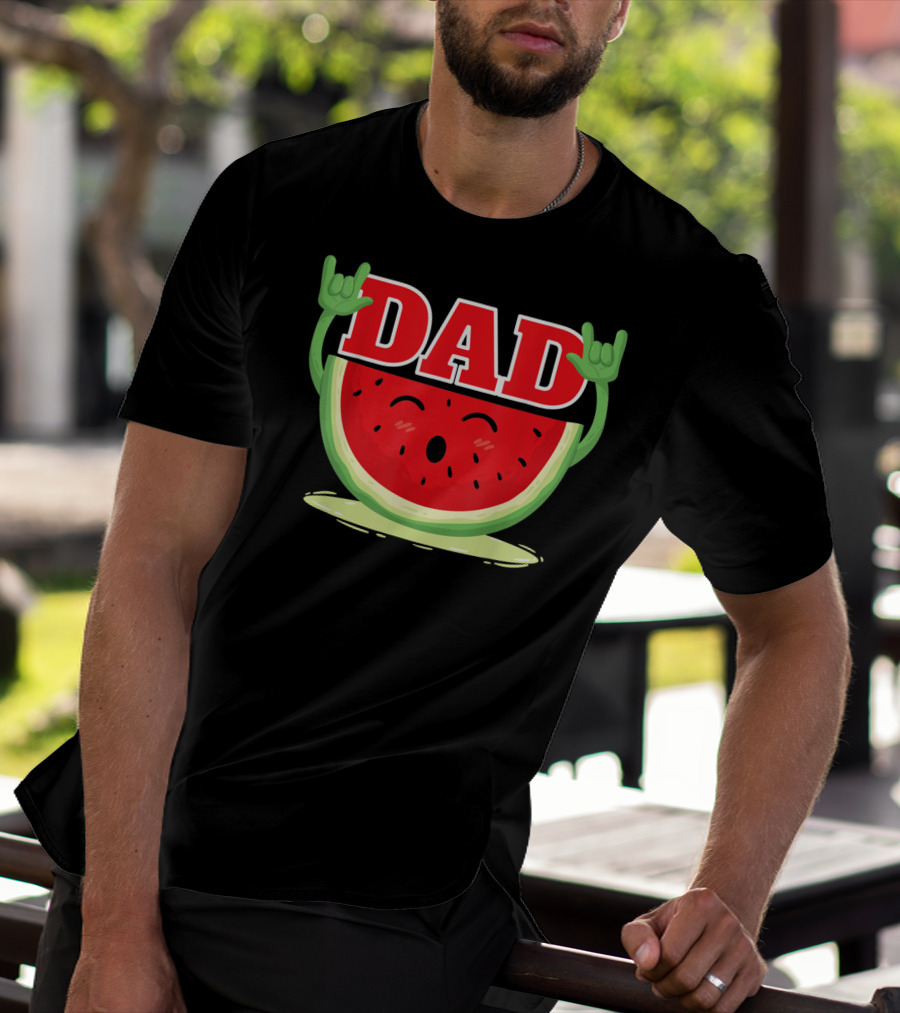Mens Watermelon Dad Melon Rock Hands Juicy T-Shirt