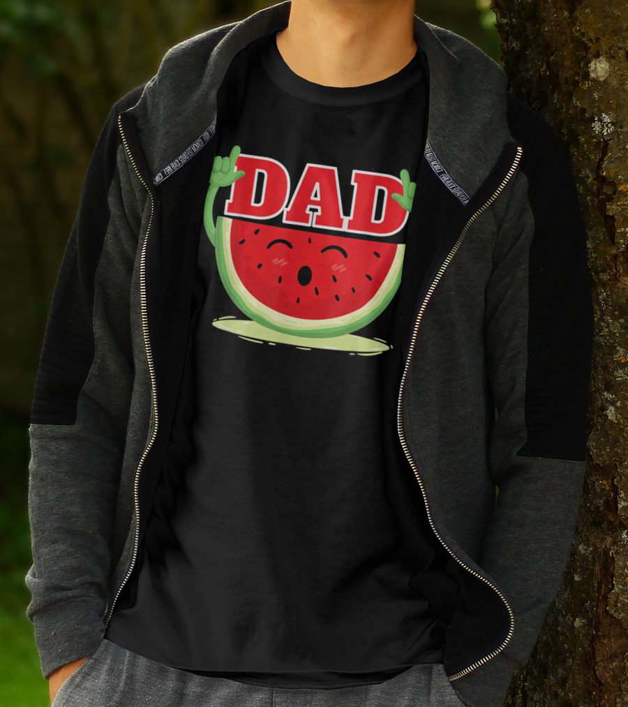 Mens Watermelon Dad Melon Rock Hands Juicy T-Shirt