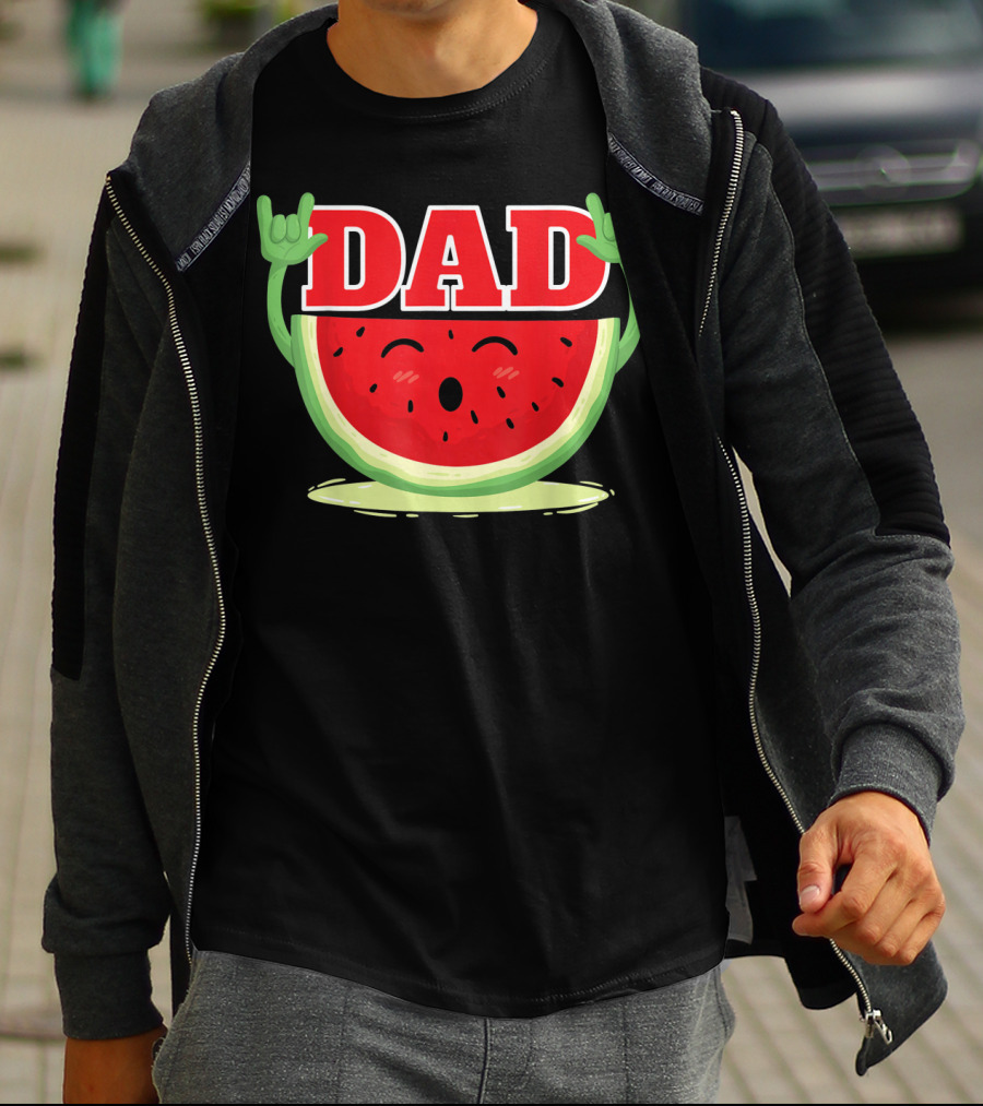 Mens Watermelon Dad Melon Rock Hands Juicy T-Shirt