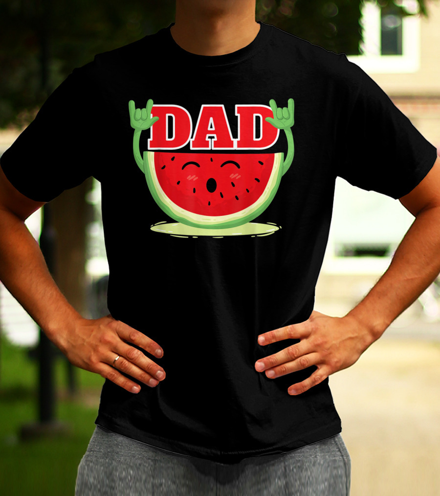 Mens Watermelon Dad Melon Rock Hands Juicy T-Shirt