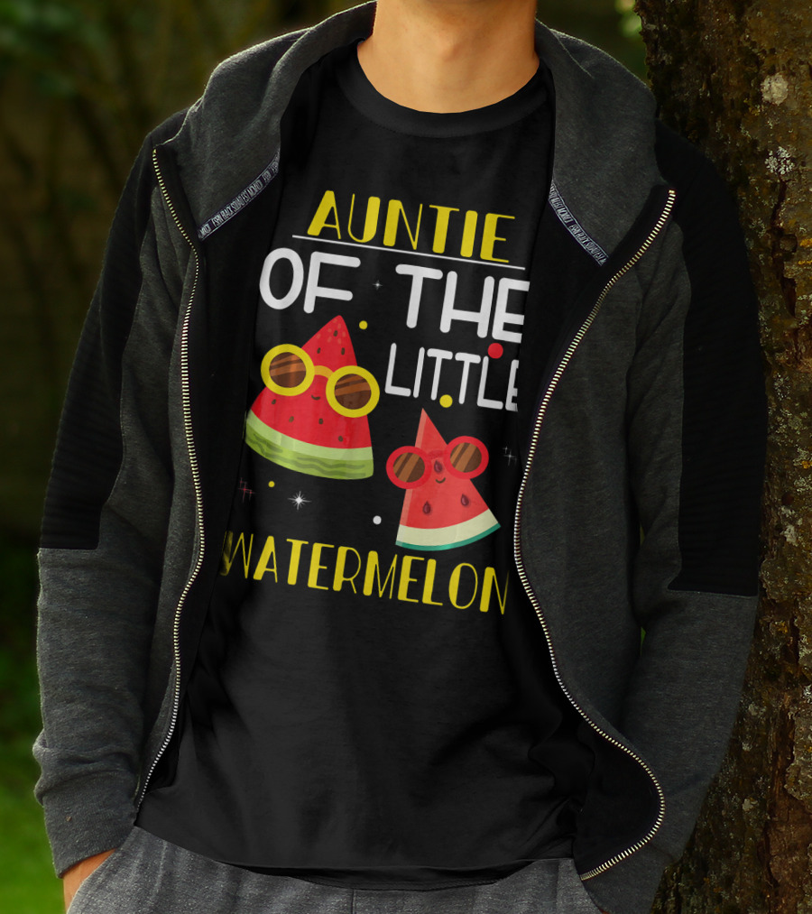 Auntie Of The Little Watermelon Cute Sunglasses Fun T-Shirt