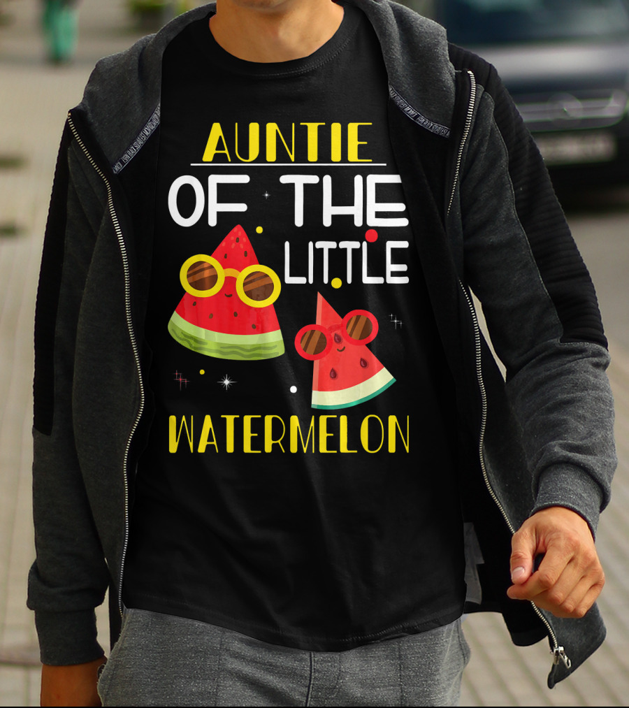 Auntie Of The Little Watermelon Cute Sunglasses Fun T-Shirt