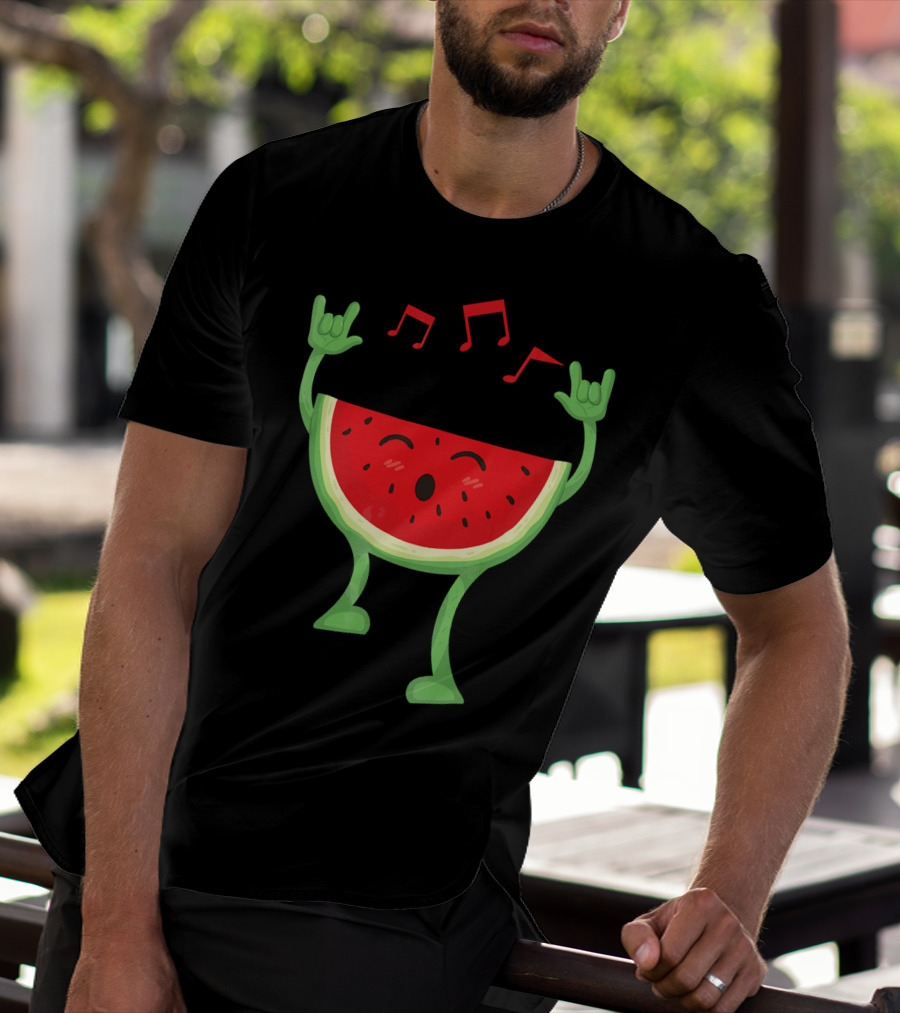 Adults Watermelon Halloween Costumes Ide Fun Music Notes Celebrating Rock T-Shirt
