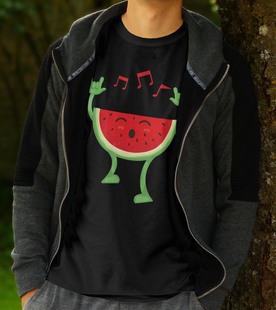 Adults Watermelon Halloween Costumes Ide Fun Music Notes Celebrating Rock T-Shirt