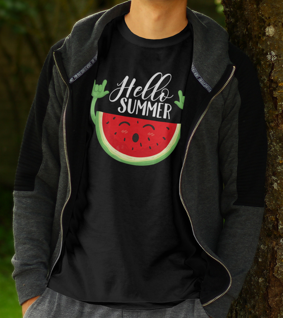 Hello Summer Watermelon Rock And Roll Mood T-Shirt