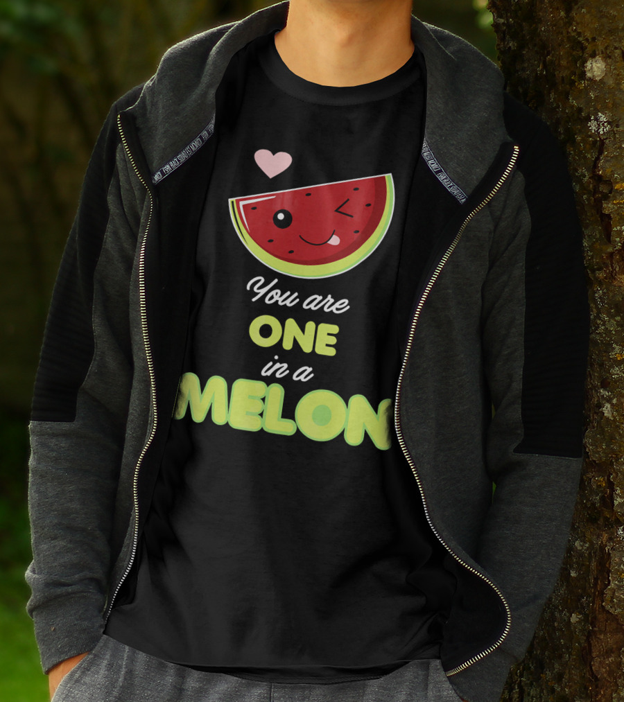 You Are One In A Melon Funny Winking Watermelon Slice And Heart T-Shirt