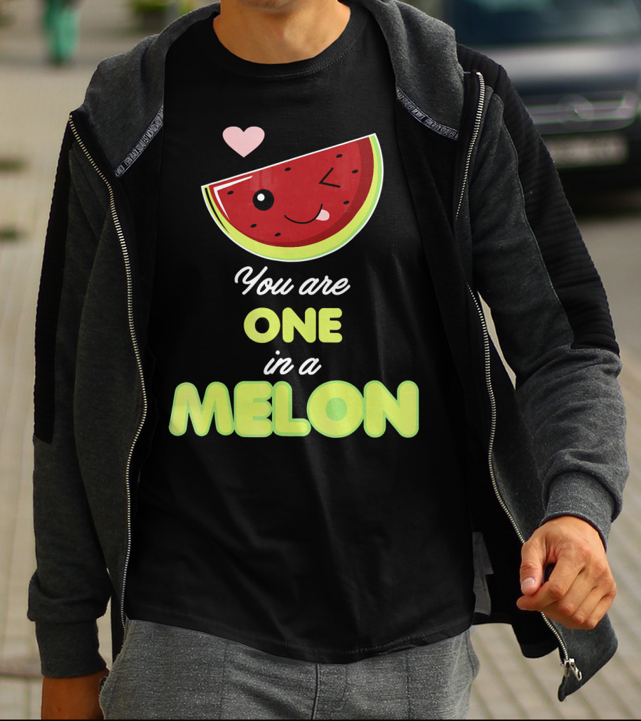 You Are One In A Melon Funny Winking Watermelon Slice And Heart T-Shirt