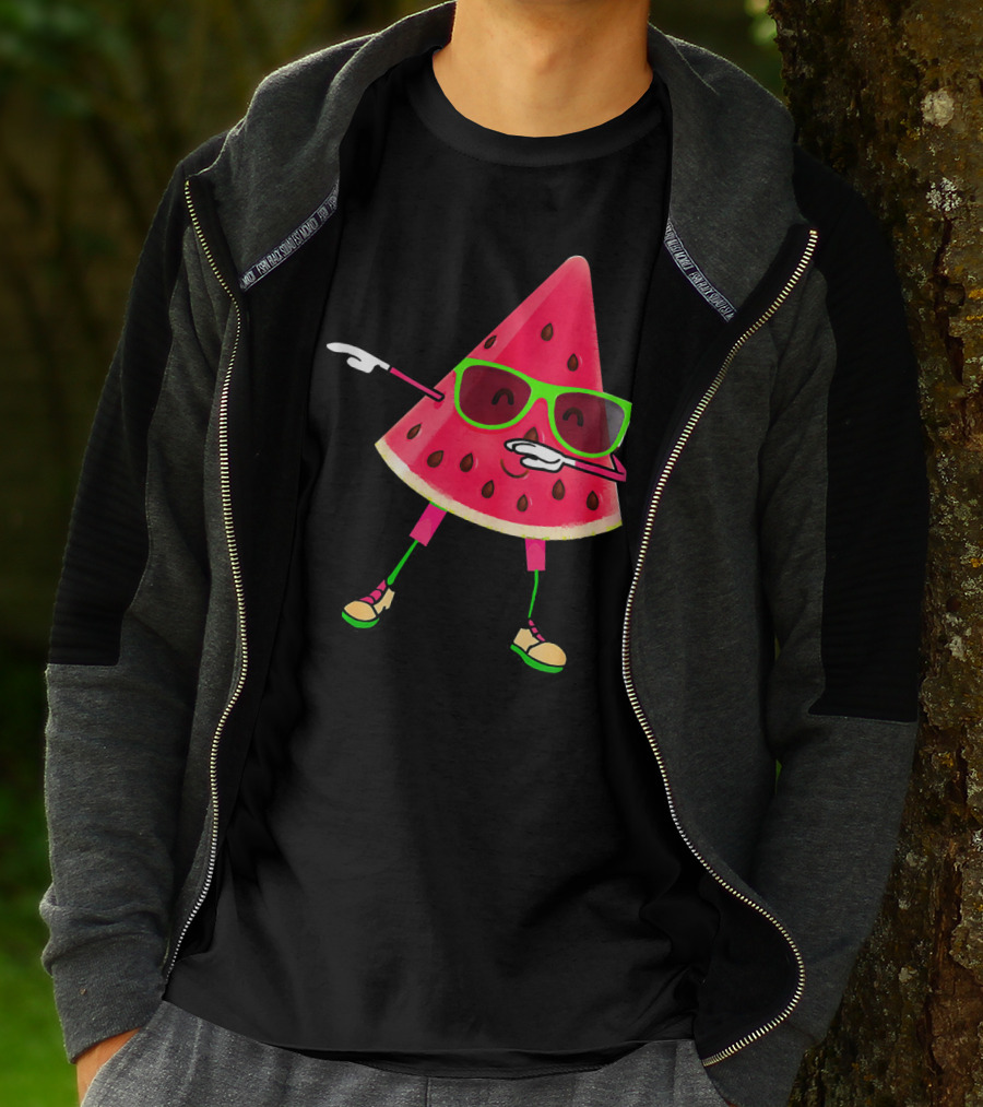Dabbing Watermelon Funny Watermelon Slice With Sunglasses T-Shirt