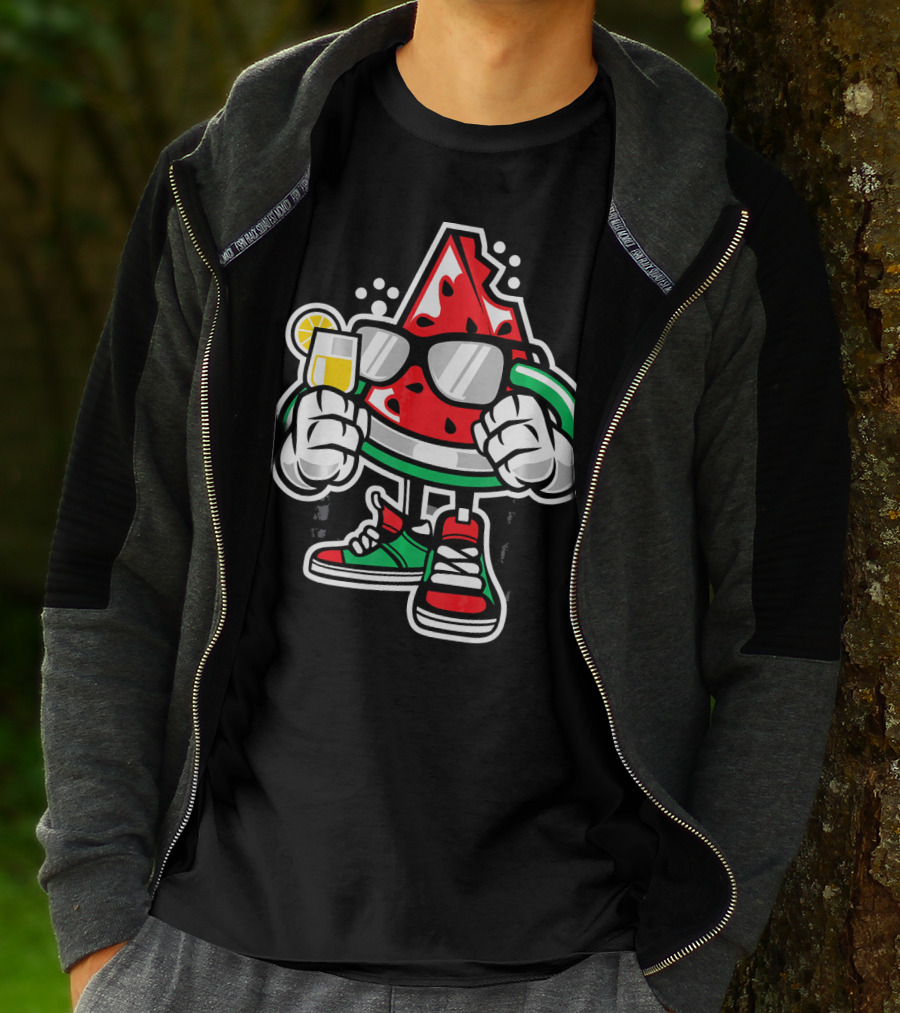 Watermelon Lover Summer Time Graffiti Cool Slice With Shades And Sneakers T-Shirt