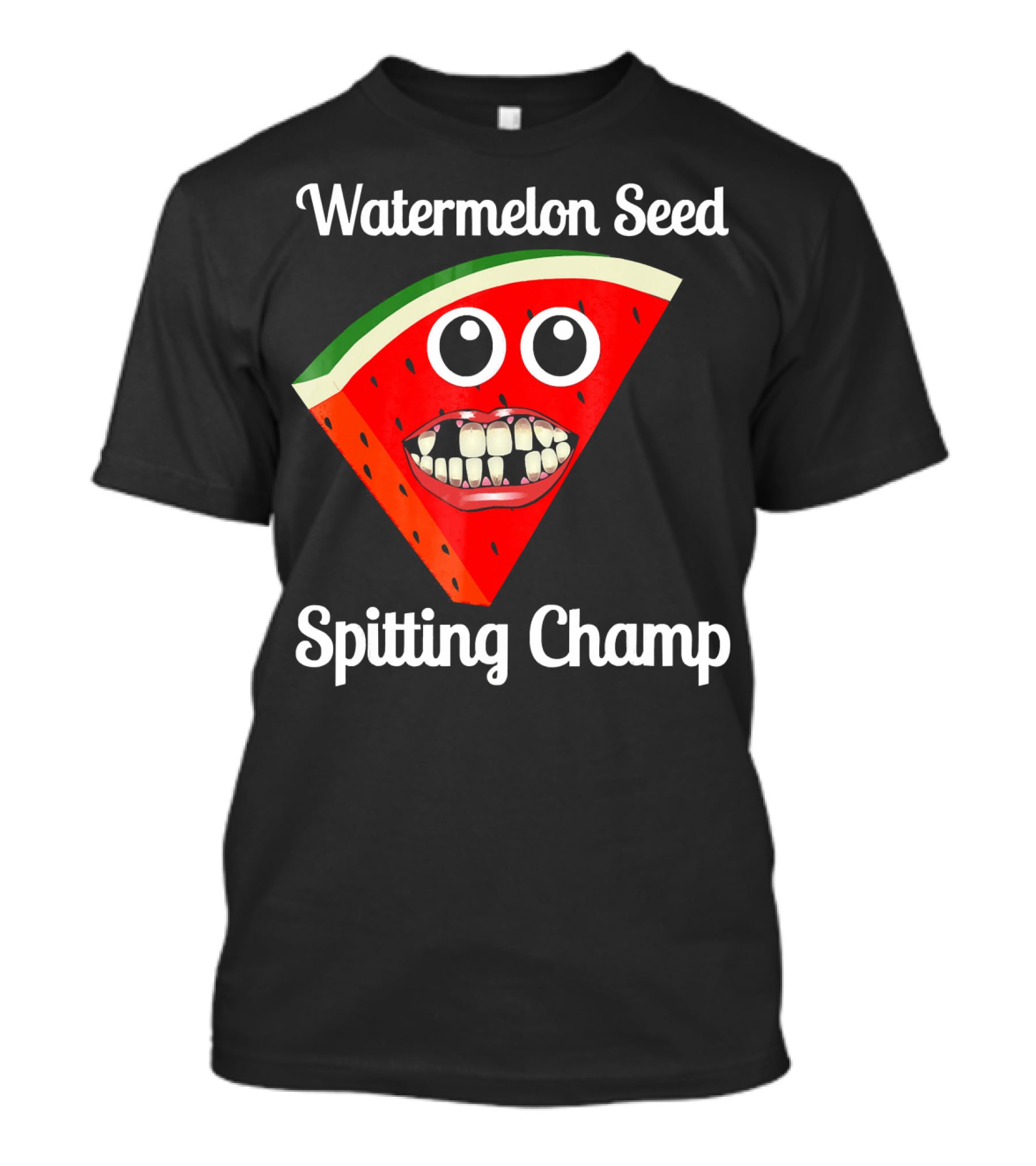 Watermelon Seed Spitting Champ Funny Cartoon Face T-Shirt