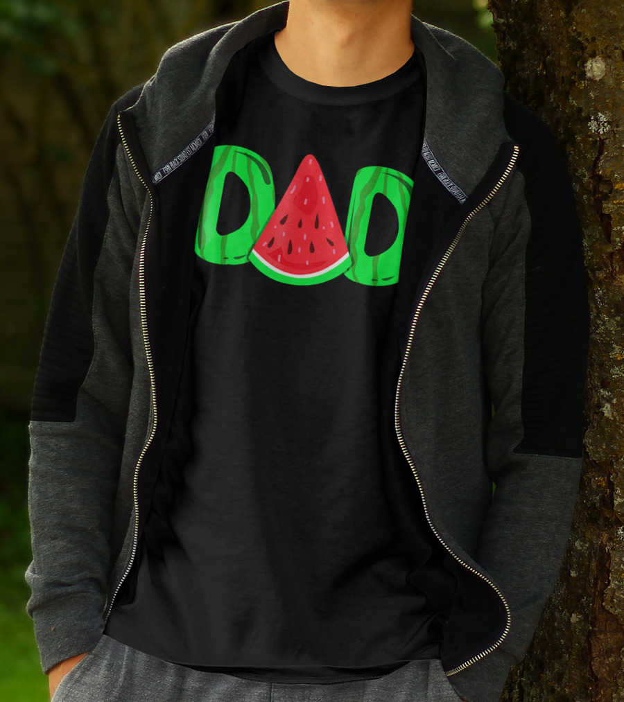 DAD Watermelon Slice Lettering Fun Summer Vibes T-Shirt