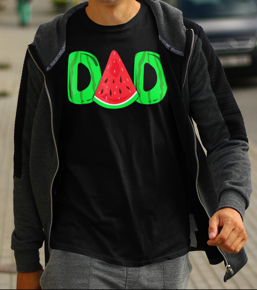 DAD Watermelon Slice Lettering Fun Summer Vibes T-Shirt