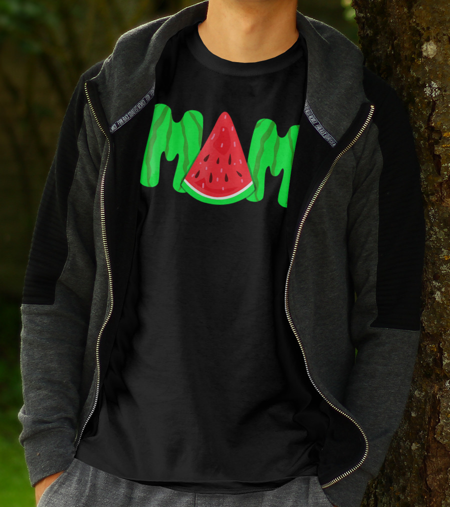 Mom Watermelon Slice Typography T-Shirt