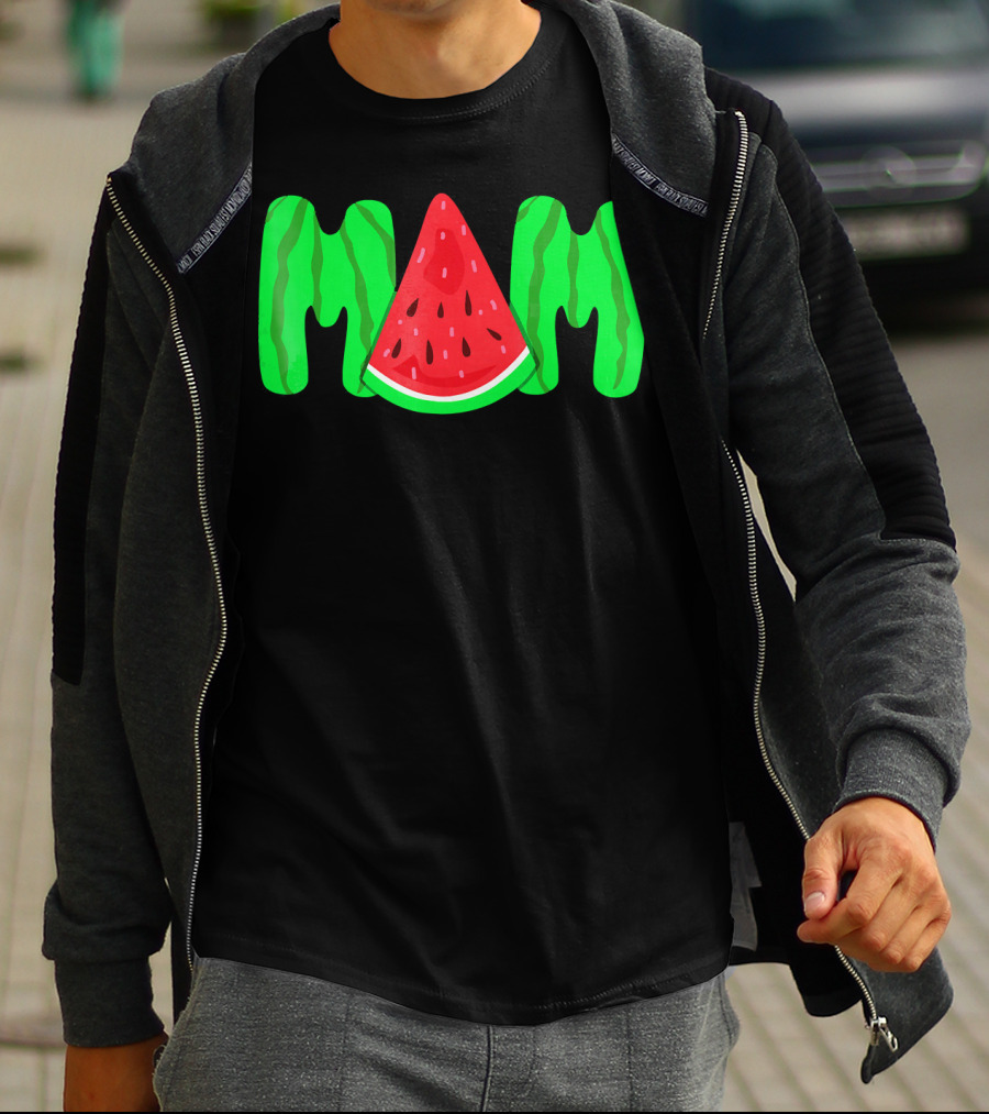 Mom Watermelon Slice Typography T-Shirt