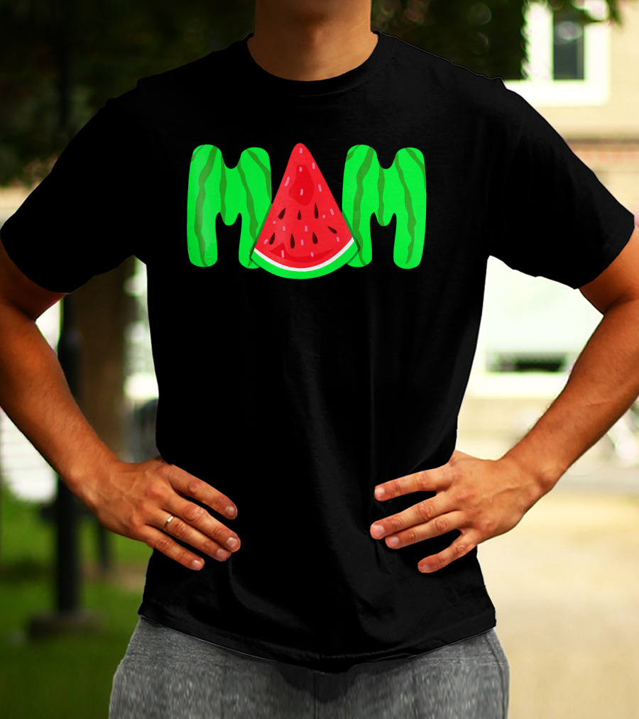 Mom Watermelon Slice Typography T-Shirt