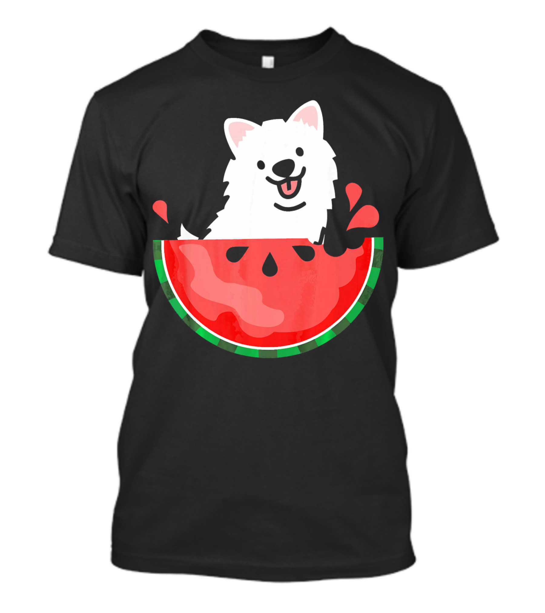 Watermelon Samoyed Summer Va Playful Pup Fun T-Shirt