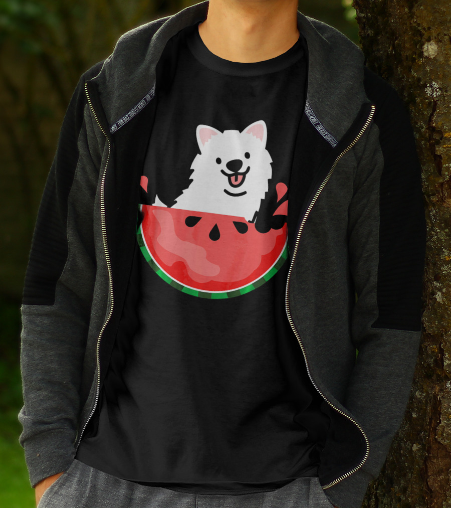 Watermelon Samoyed Summer Va Playful Pup Fun T-Shirt