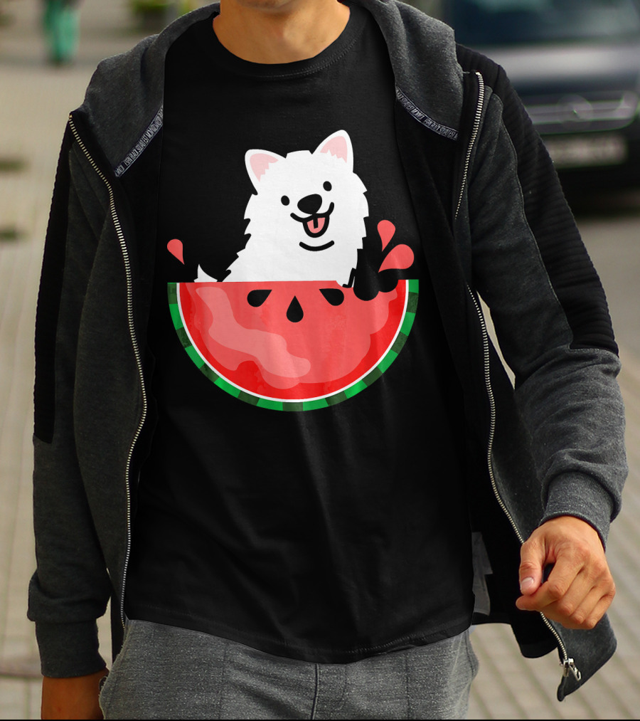 Watermelon Samoyed Summer Va Playful Pup Fun T-Shirt