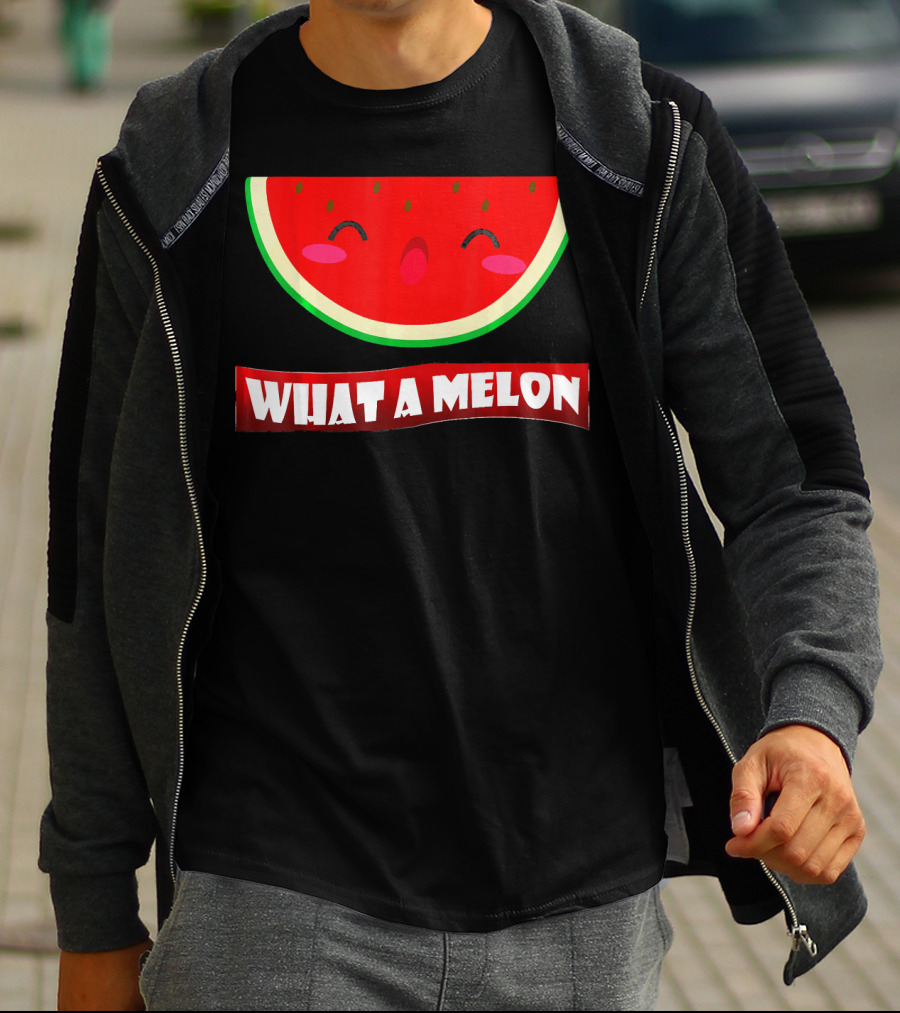 WIHAT A MELON Cute Smiling Watermelon Slice T-Shirt