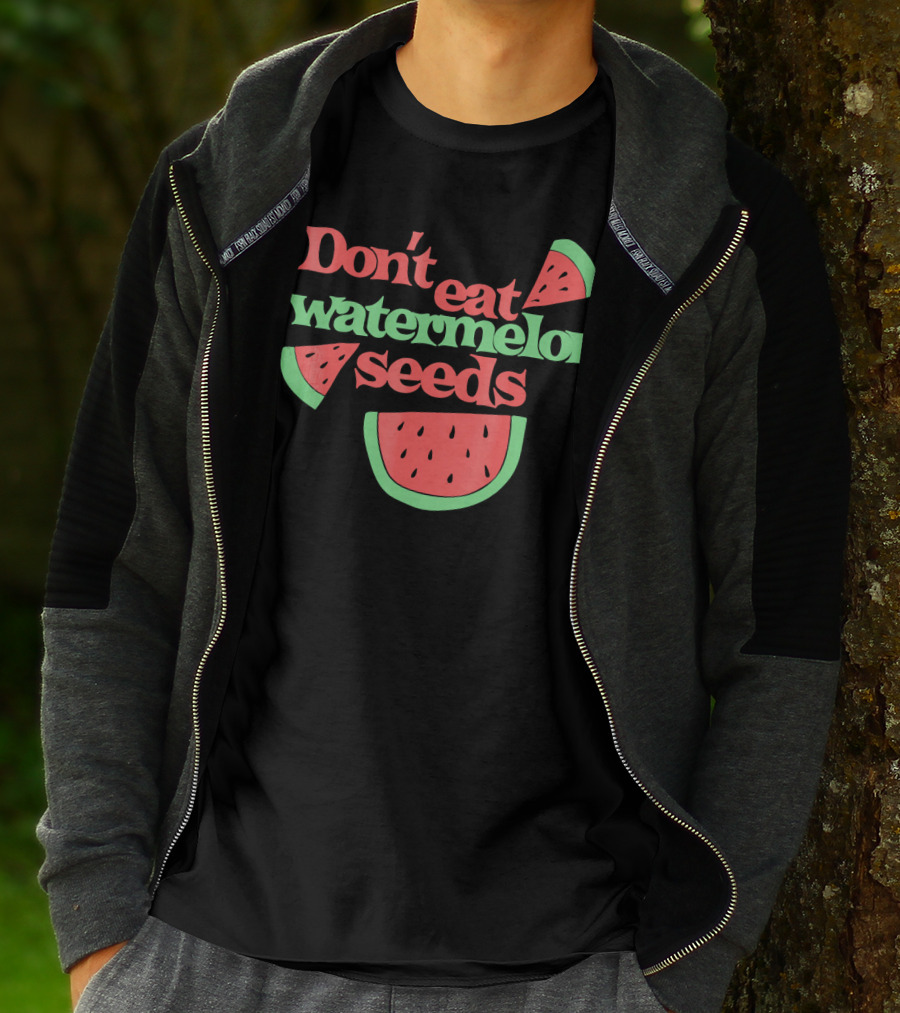 Don't Eat Watermelon Seeds Retro Text And Slice T-Shirt