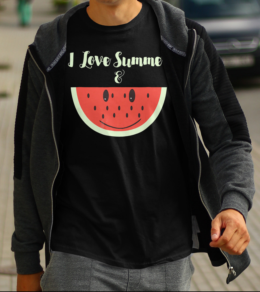 I Love Summer And Smiling Watermelon Fun T-Shirt