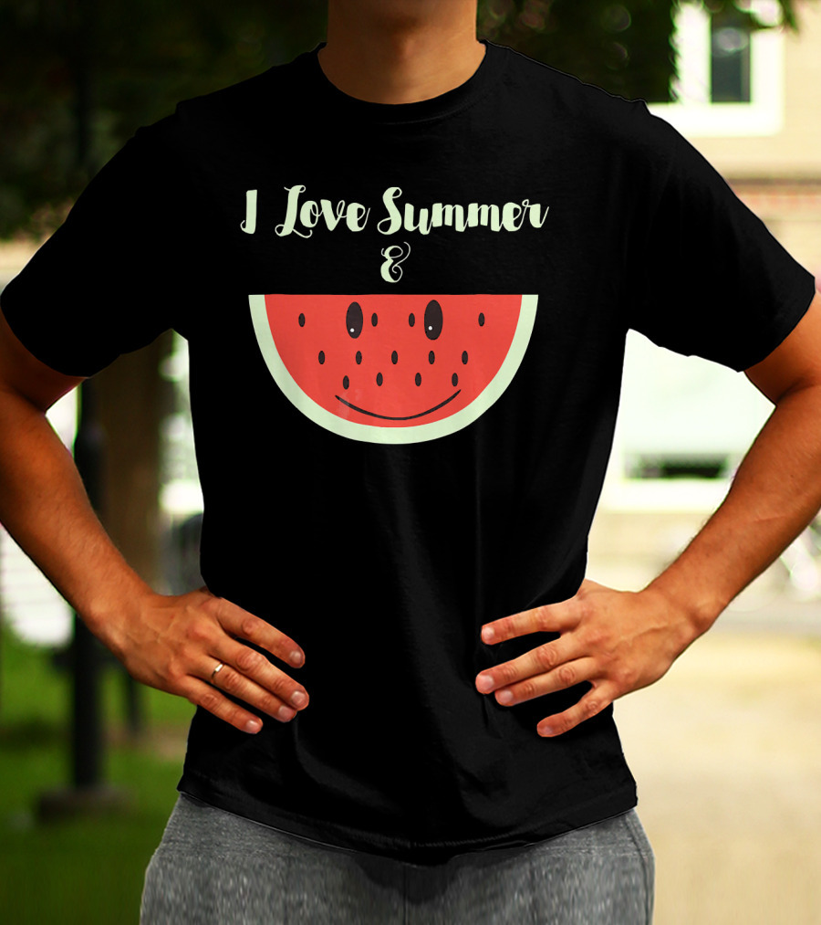 I Love Summer And Smiling Watermelon Fun T-Shirt