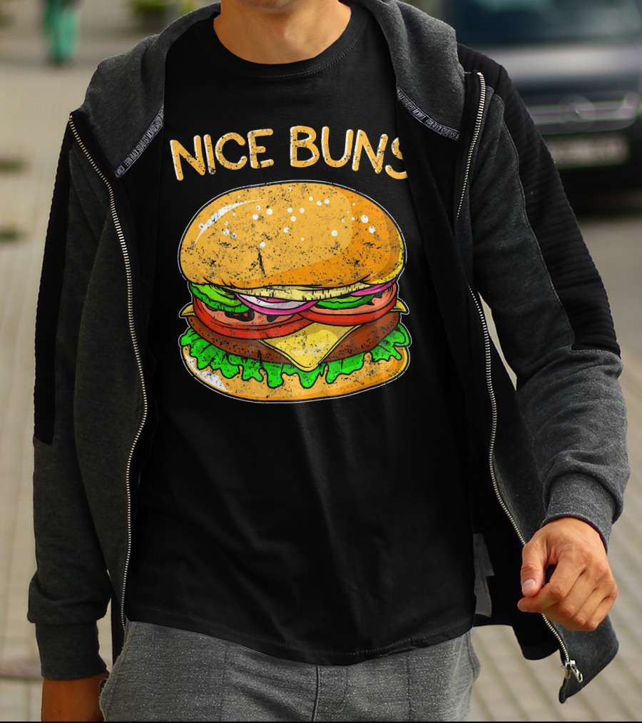 Nice Buns Funny Burger Distressed Hamburger T-Shirt
