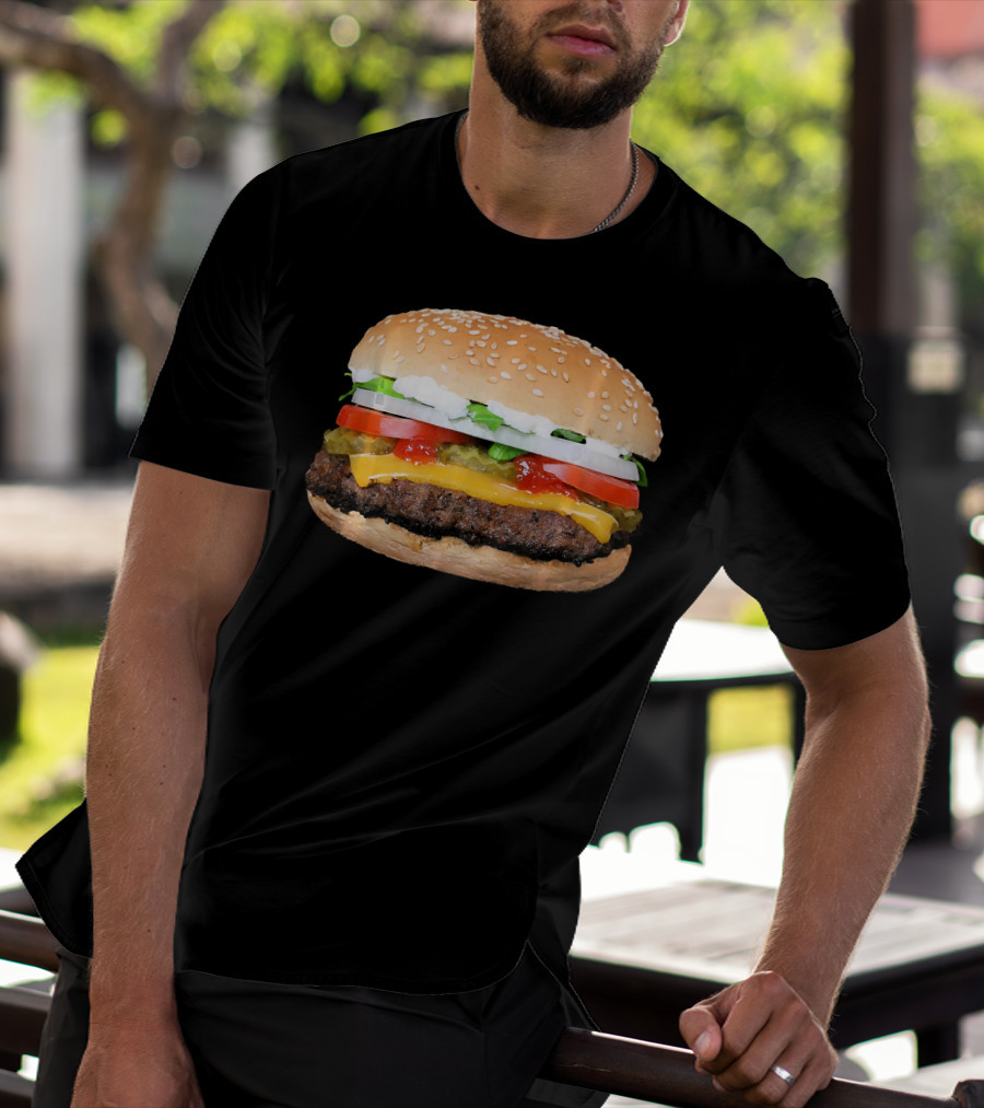 Hamburger Cheeseburger Classic Juicy Sandwich With Cheese And Vegetables T-Shirt