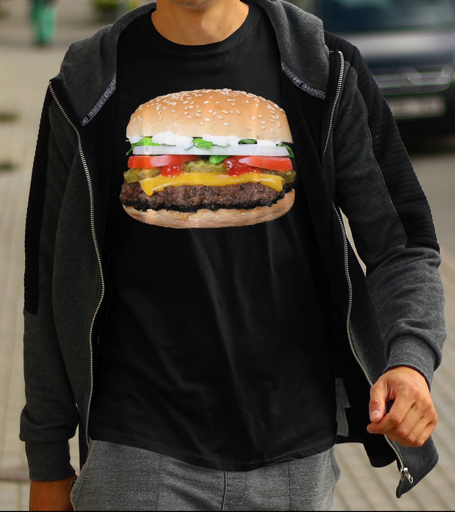 Hamburger Cheeseburger Classic Juicy Sandwich With Cheese And Vegetables T-Shirt