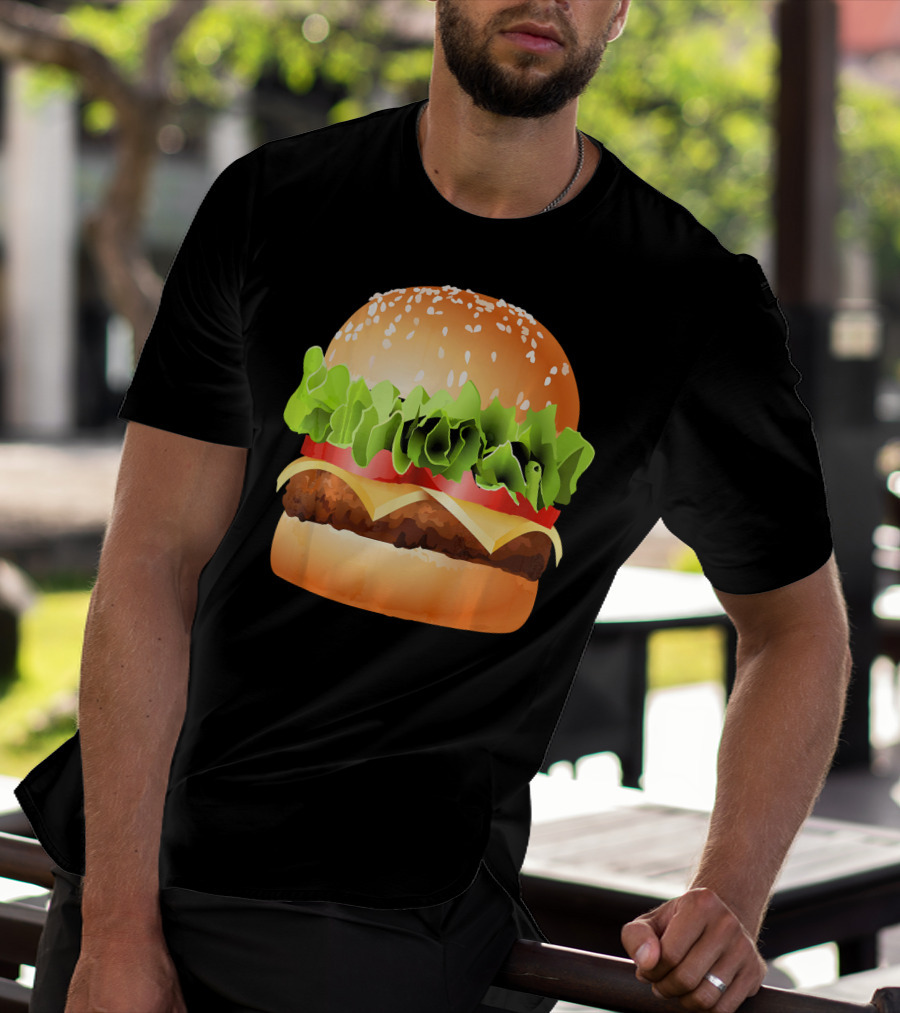 GIANT CHEESEBURGER BURGER LETTUCE TOMATO CHEESE SESAME BUN T-Shirt