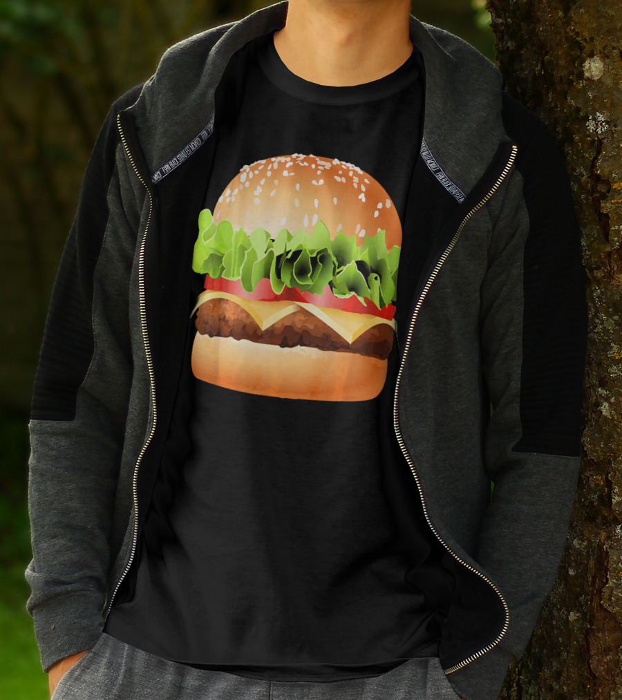 GIANT CHEESEBURGER BURGER LETTUCE TOMATO CHEESE SESAME BUN T-Shirt