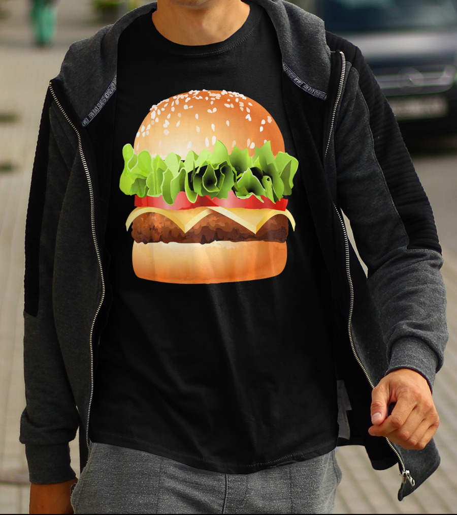 GIANT CHEESEBURGER BURGER LETTUCE TOMATO CHEESE SESAME BUN T-Shirt