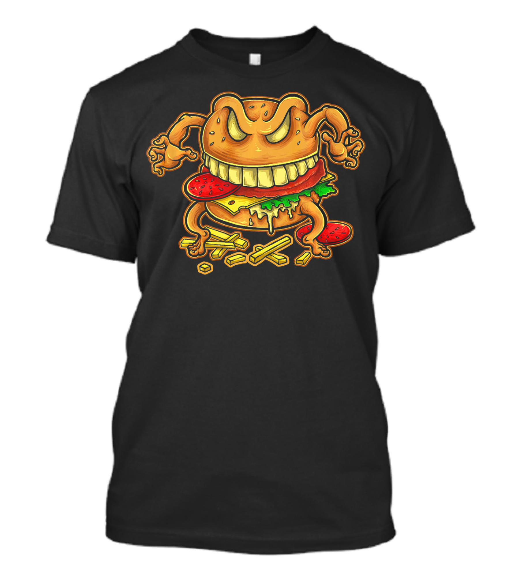 Giant Monster Burger With Muscular Arms And Fries T-Shirt