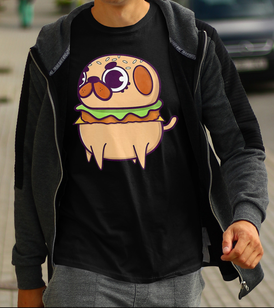 Cute Pug Hamburger Funny Pug Burger Love T-Shirt