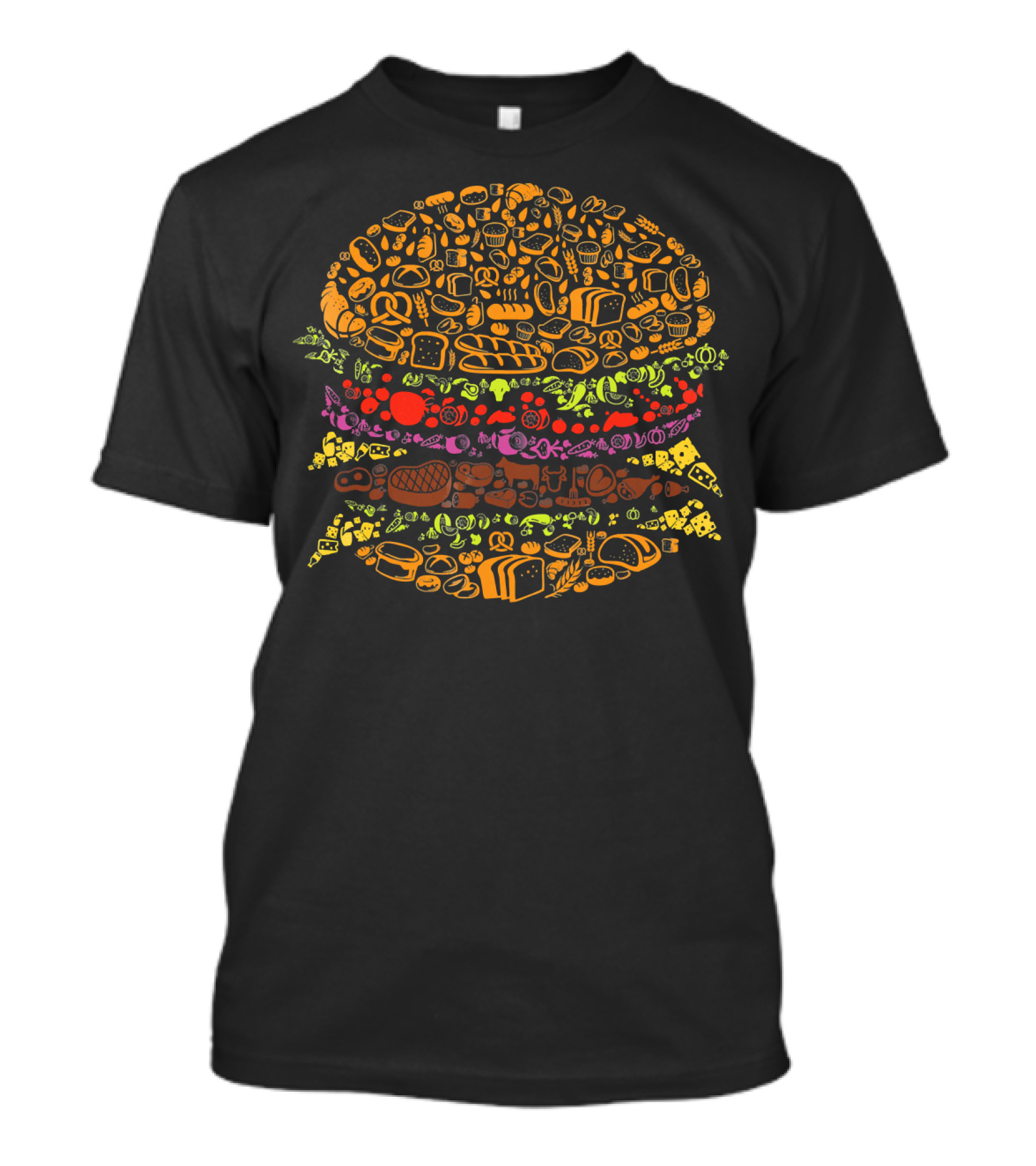 Vintage Cheeseburger Iconic Ingredients Montage T-Shirt