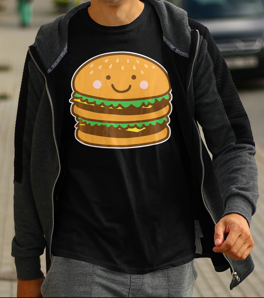 Funny Cute Burger Smiley Face Halloween Costume T-Shirt