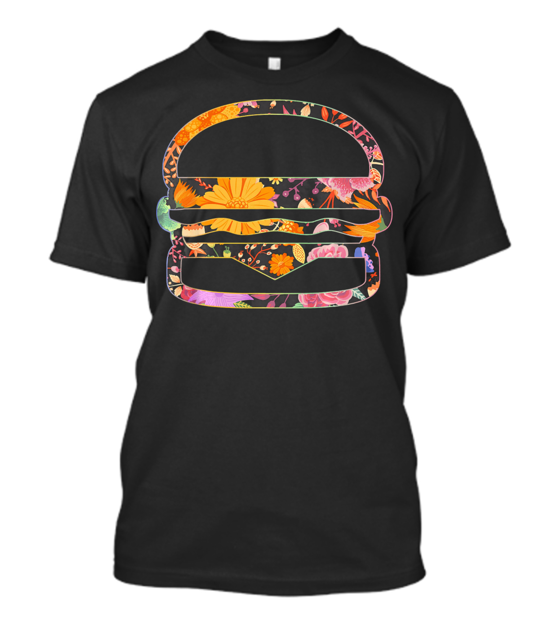 Floral Flower Vintage Retro Hamburger T-Shirt